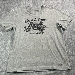 Life Is Good Mens Gray Short Sleeve Motorcycle T-Shirt Size M‎
